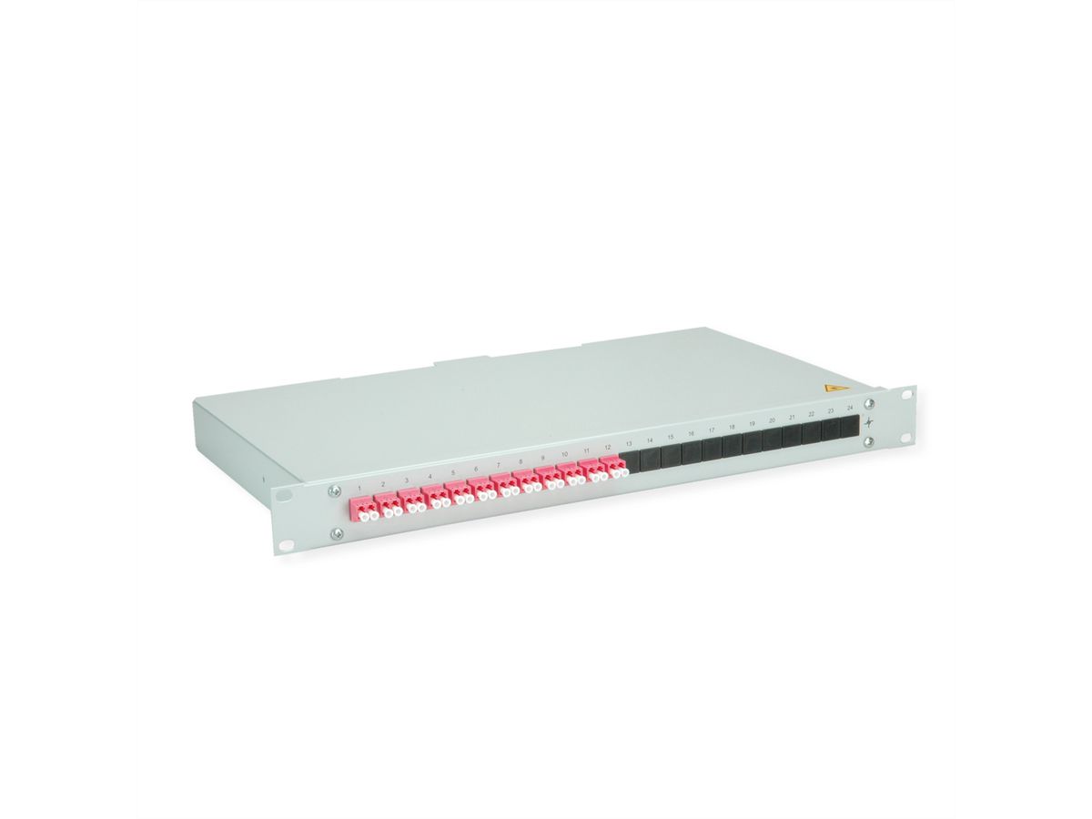 TELEGÄRTNER BASIS eco LWL-Panel mit Kupplungen & Pigtails, 12x LC Duplex, violett, OM4, Grade C
