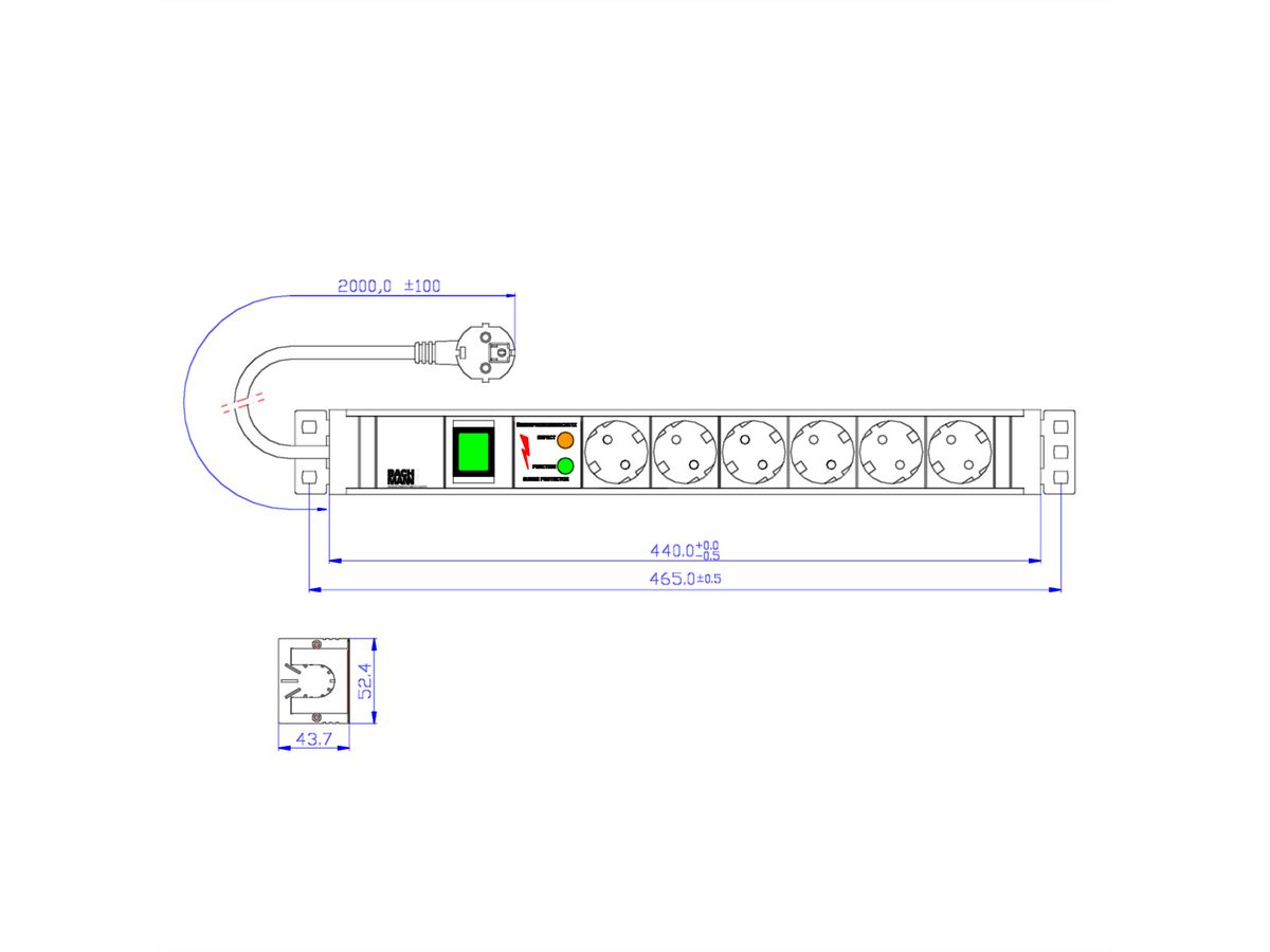 BACHMANN 19" PDU PVC 6xCEE7/3 Schalter