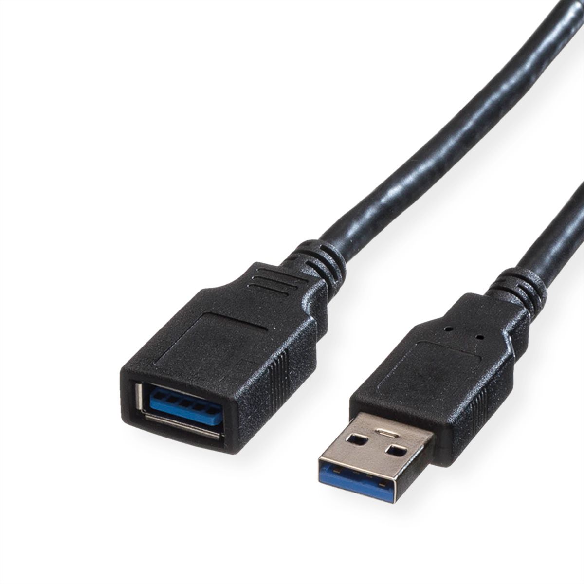 ROLINE USB 3.2 Gen 1 Kabel, Typ A-A, ST/BU, schwarz, 0,8 m 