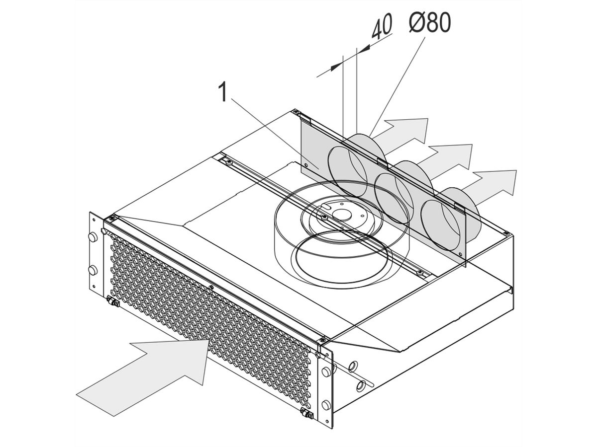 SCHROFF Luftaustritt Rückseite: Abdeckblech oben, ohne Perforation, St, 1 mm, Oberfläche AlZn