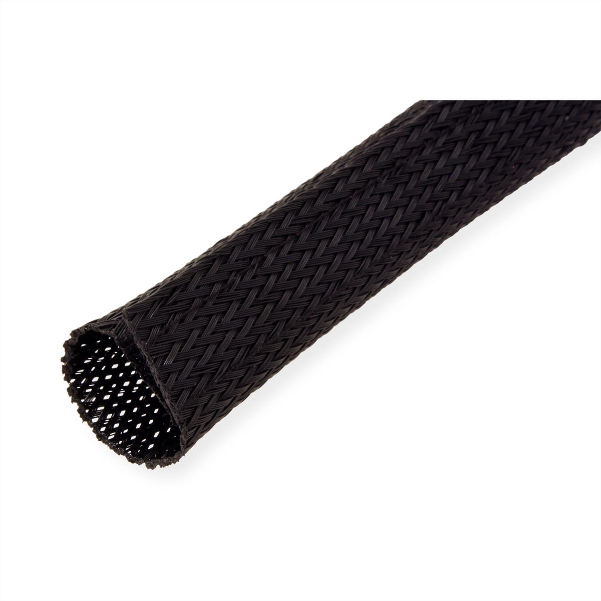 ROLINE PVC Gewebeschlauch für Kabelbündelung, mit Klettband, schwarz, 2,5 m