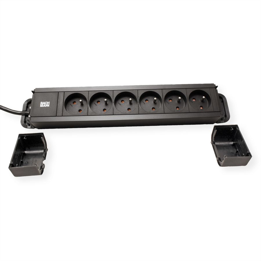 BACHMANN PRIMO 2 6xUTE 2,0m CEE7/7, schwarz, 2 m