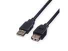 ROLINE USB 2.0 Kabel, Typ A-A, ST/BU, schwarz, 0,8 m