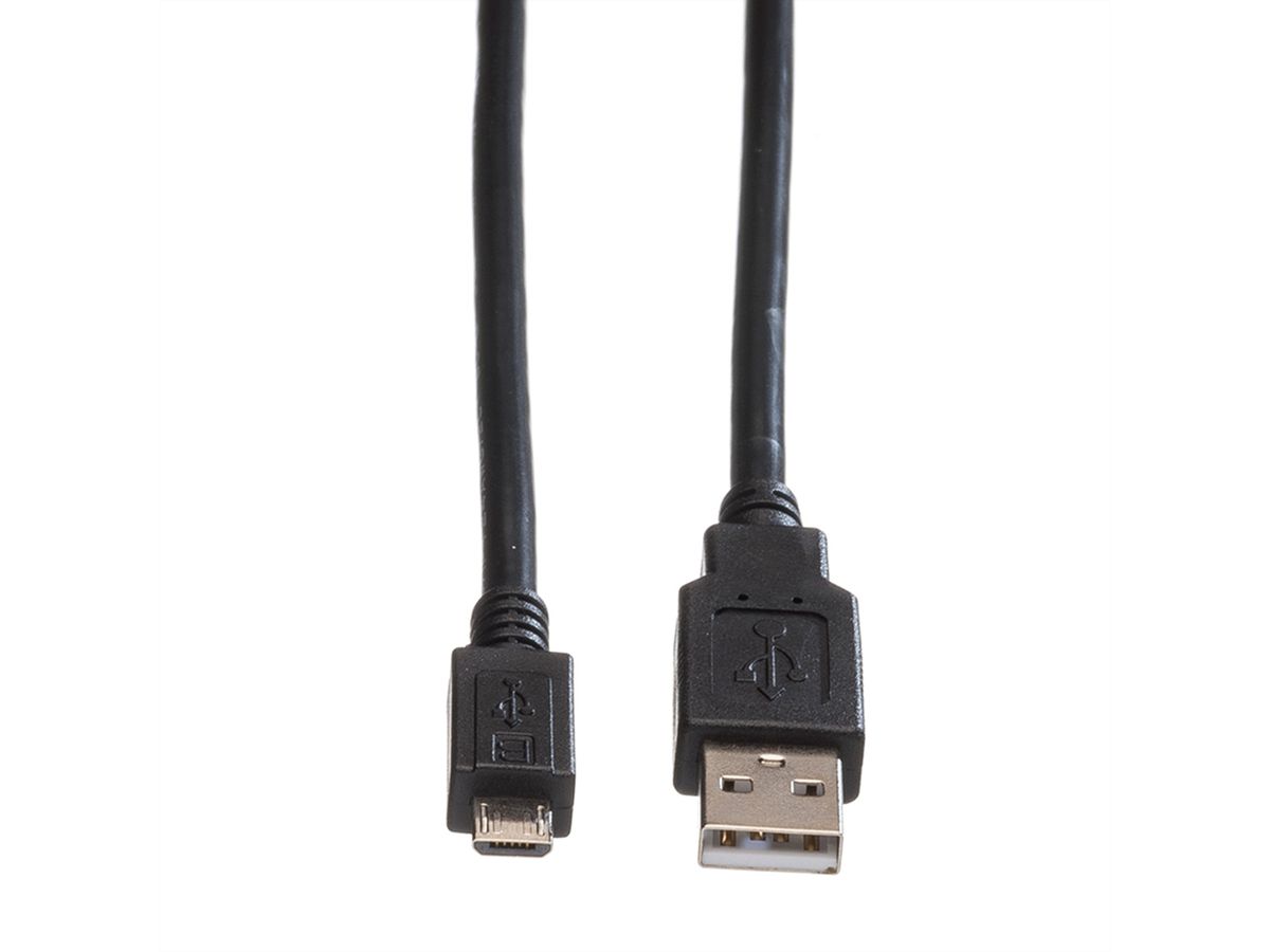 ROLINE USB 2.0 Kabel, USB A ST - Micro USB B ST, schwarz, 3 m