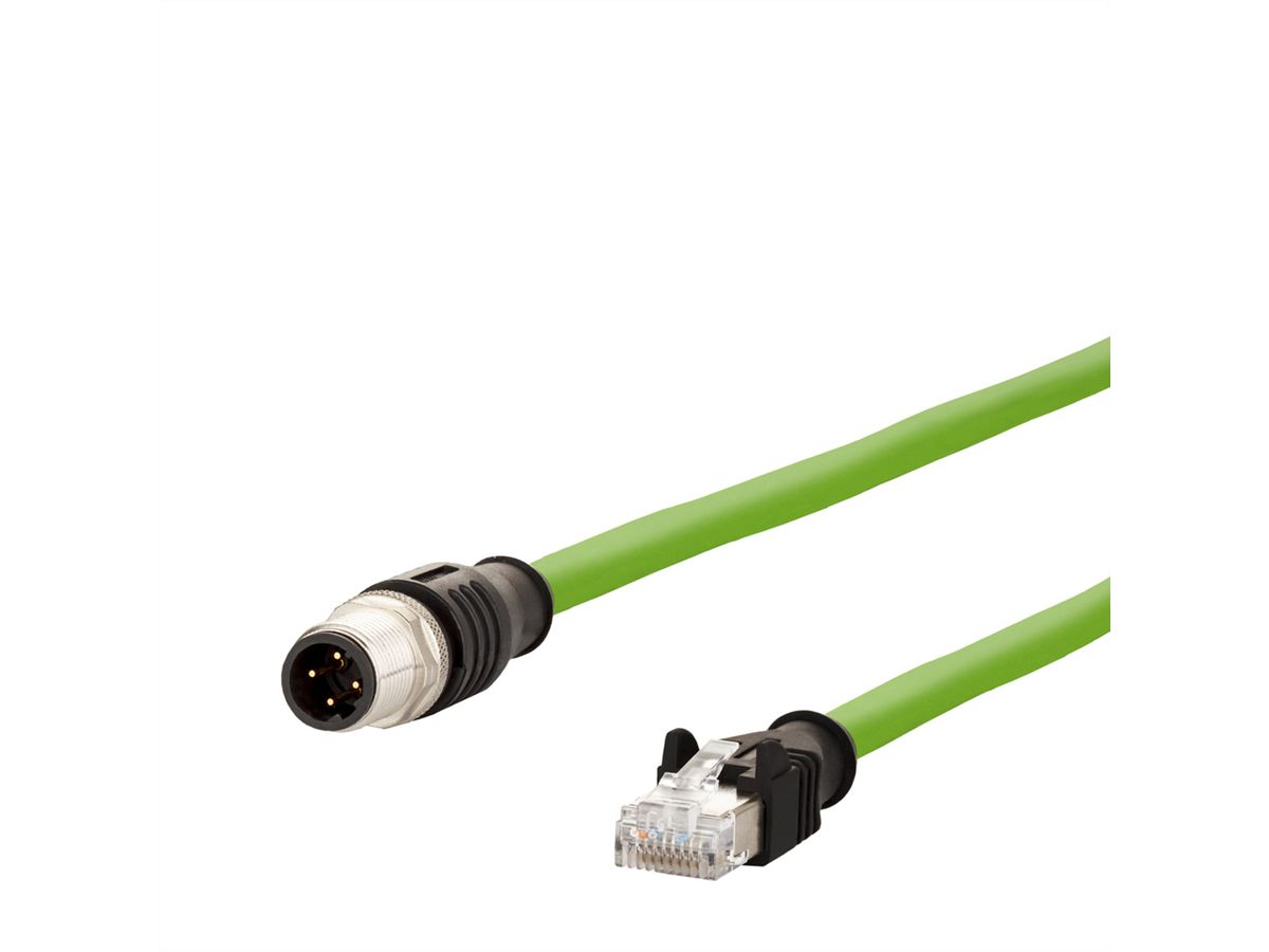 METZ CONNECT Verbindungsleitung M12 ST-RJ45 ST, 4-polig D-kodiert RJ45, 1 m