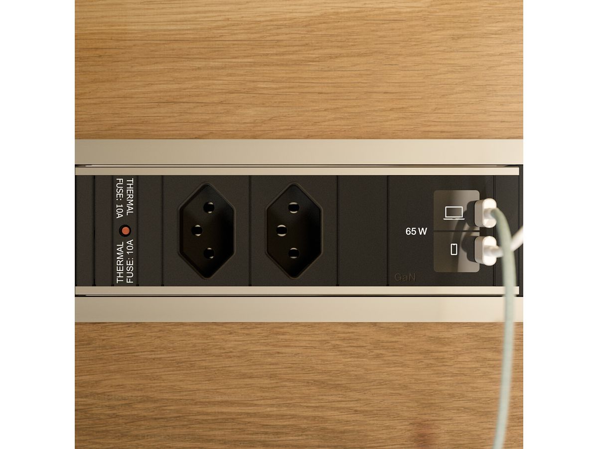 BACHMANN POWER FRAME S 2xCH 0°, 1xUSB C/C 65W L=0,2m