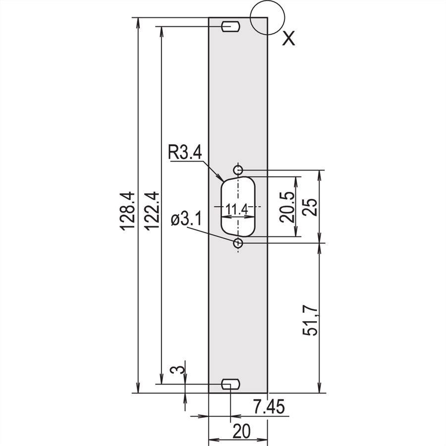 SCHROFF Frontplatten für D-Sub Steckverbinder - FRONTPR. 3HE 4TE 1X9 POLIG