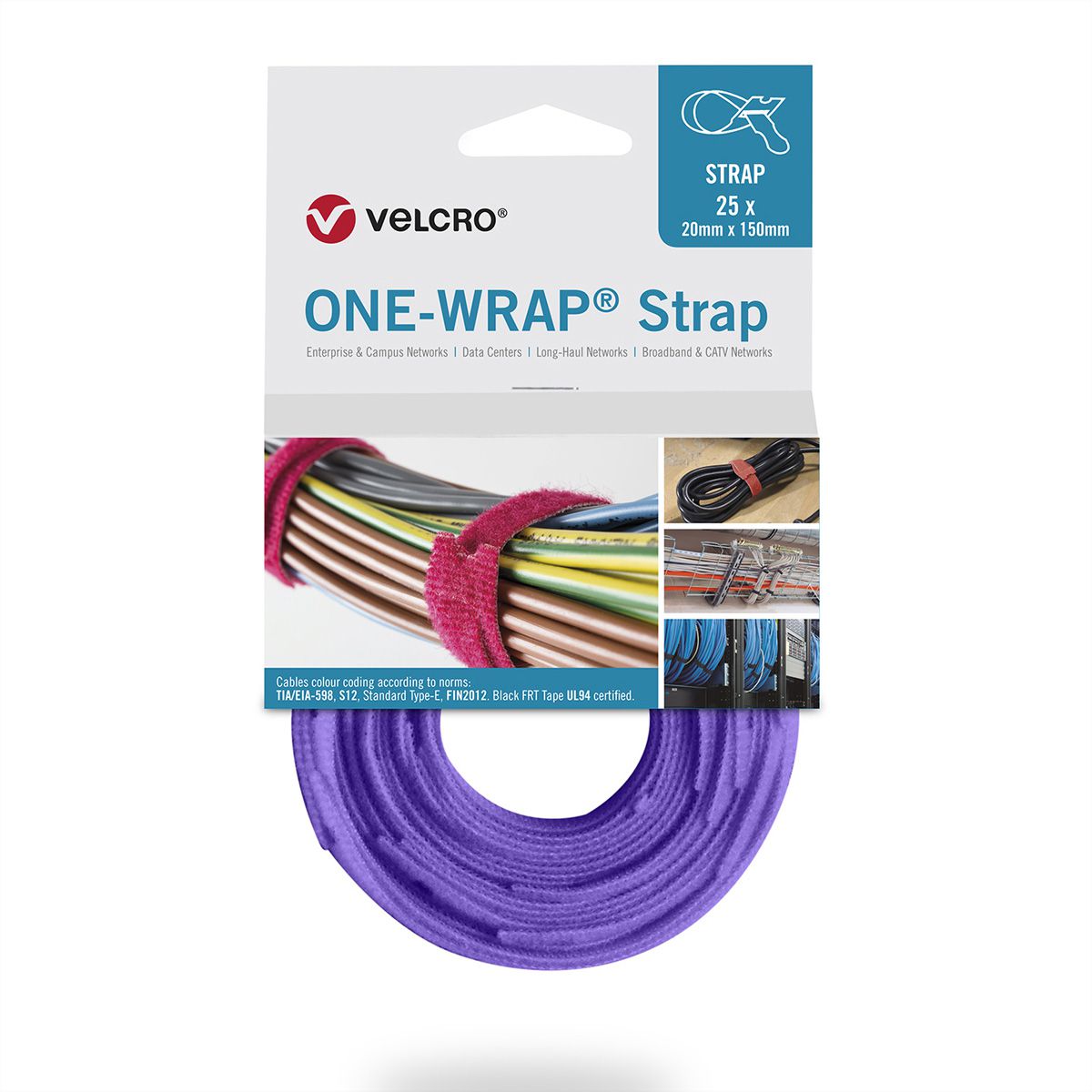 VELCRO® One Wrap® Strap 20mm x 200mm, 25 Stück, violett