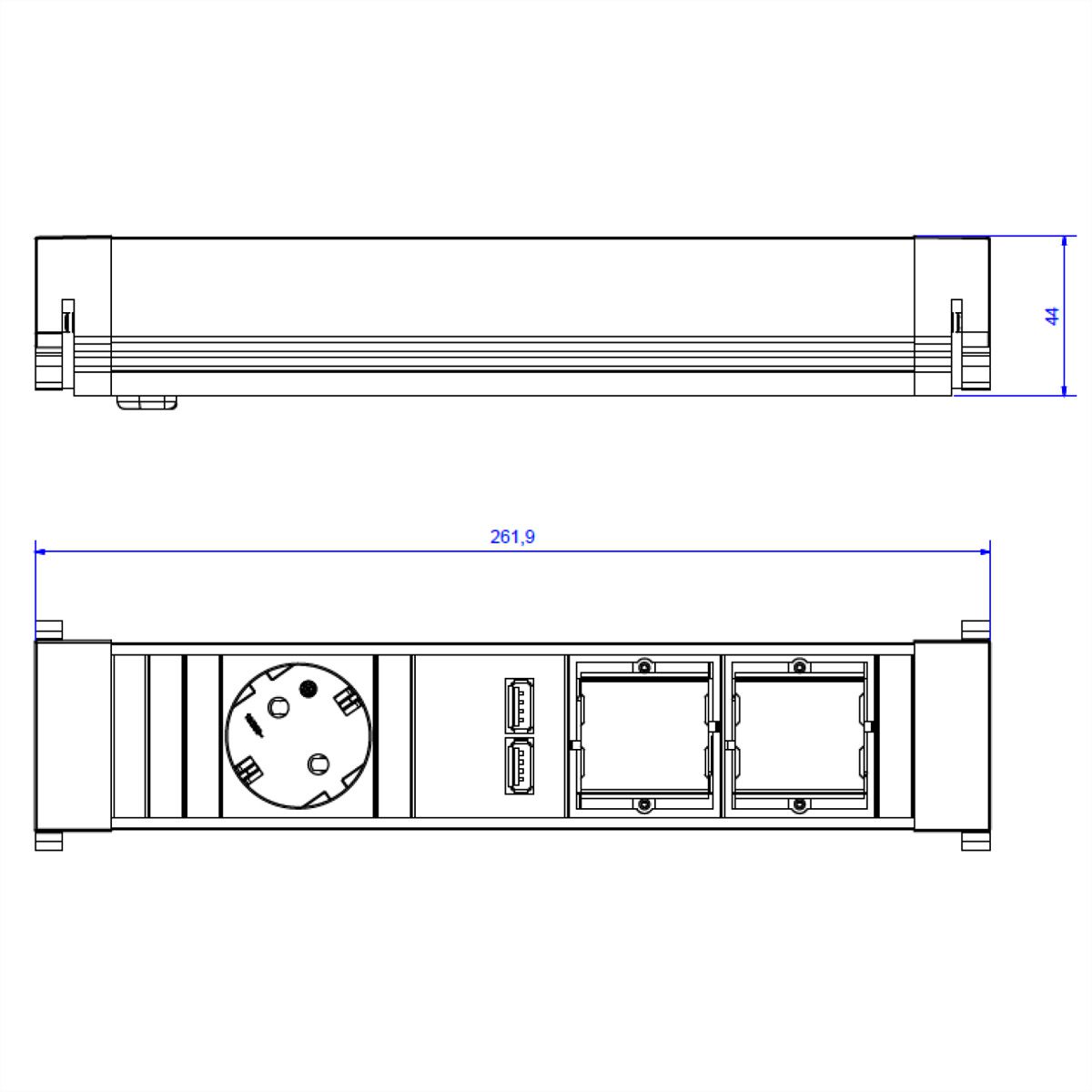 BACHMANN POWER FRAME Medium 1x Schutzkontakt 1x USB Charger 2x ABD