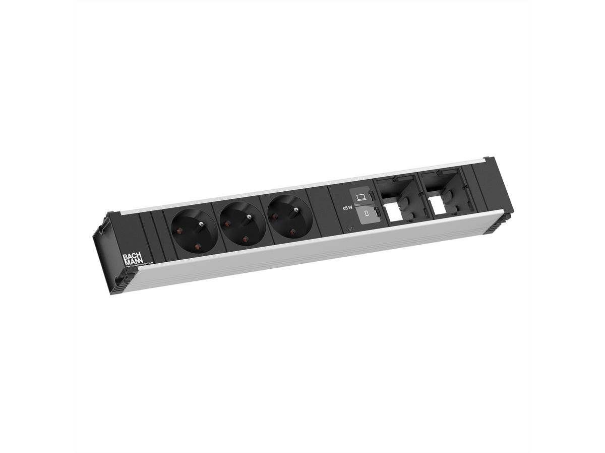 BACHMANN CONI 3xUTE 1xUSB C/C 65W, 2xCM L=0,2m