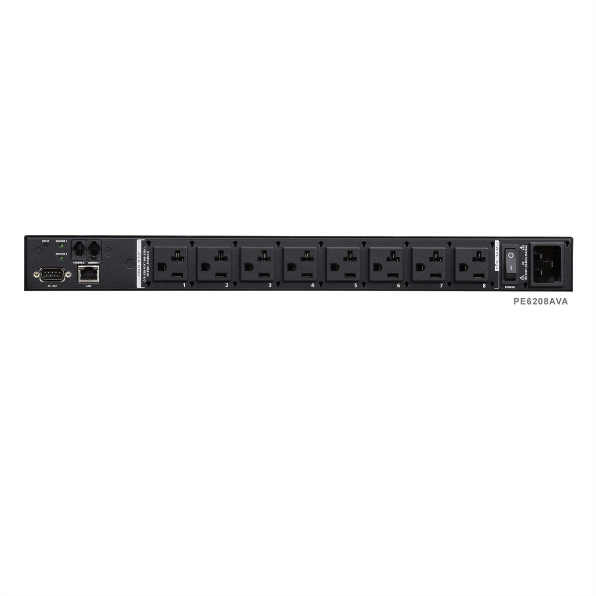 ATEN PE6208AV IP-Fernschaltsteckdose, 8 Port, 1HE für A/V Anwendungen, 8 x  IEC320 C1316A, Energiemessung