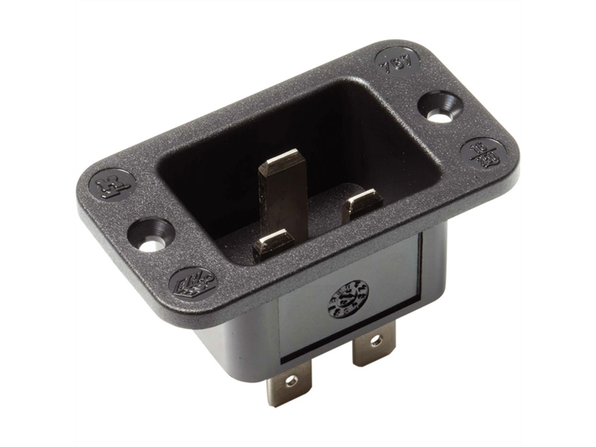 BACHMANN Kaltgeräteeinbaustecker IEC320 C20, schwarz, Thermoplast,Schraubanschluss