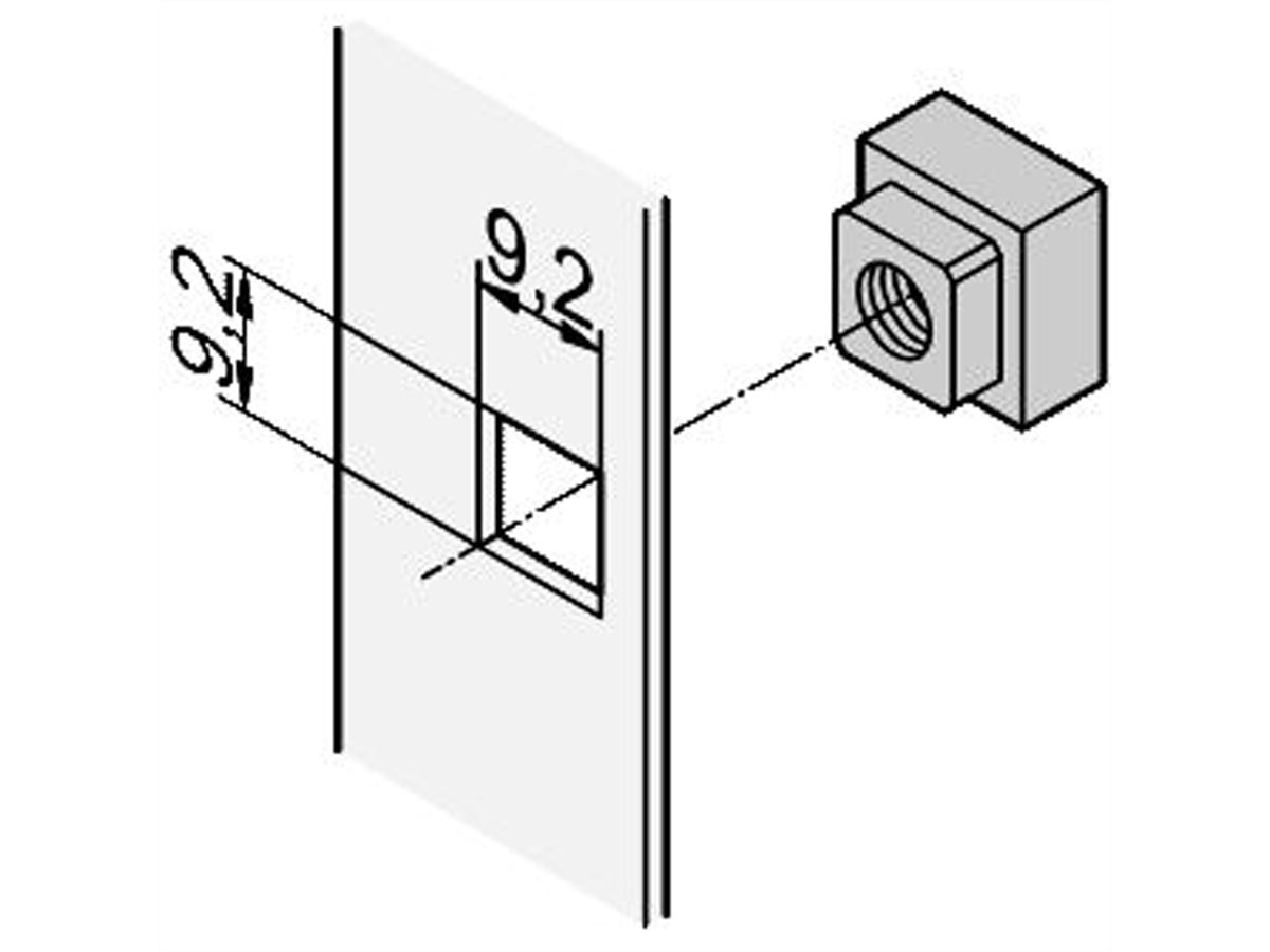 SCHROFF Vierkantmutter M6 - VIERKANT-MUTTER M6 100STK