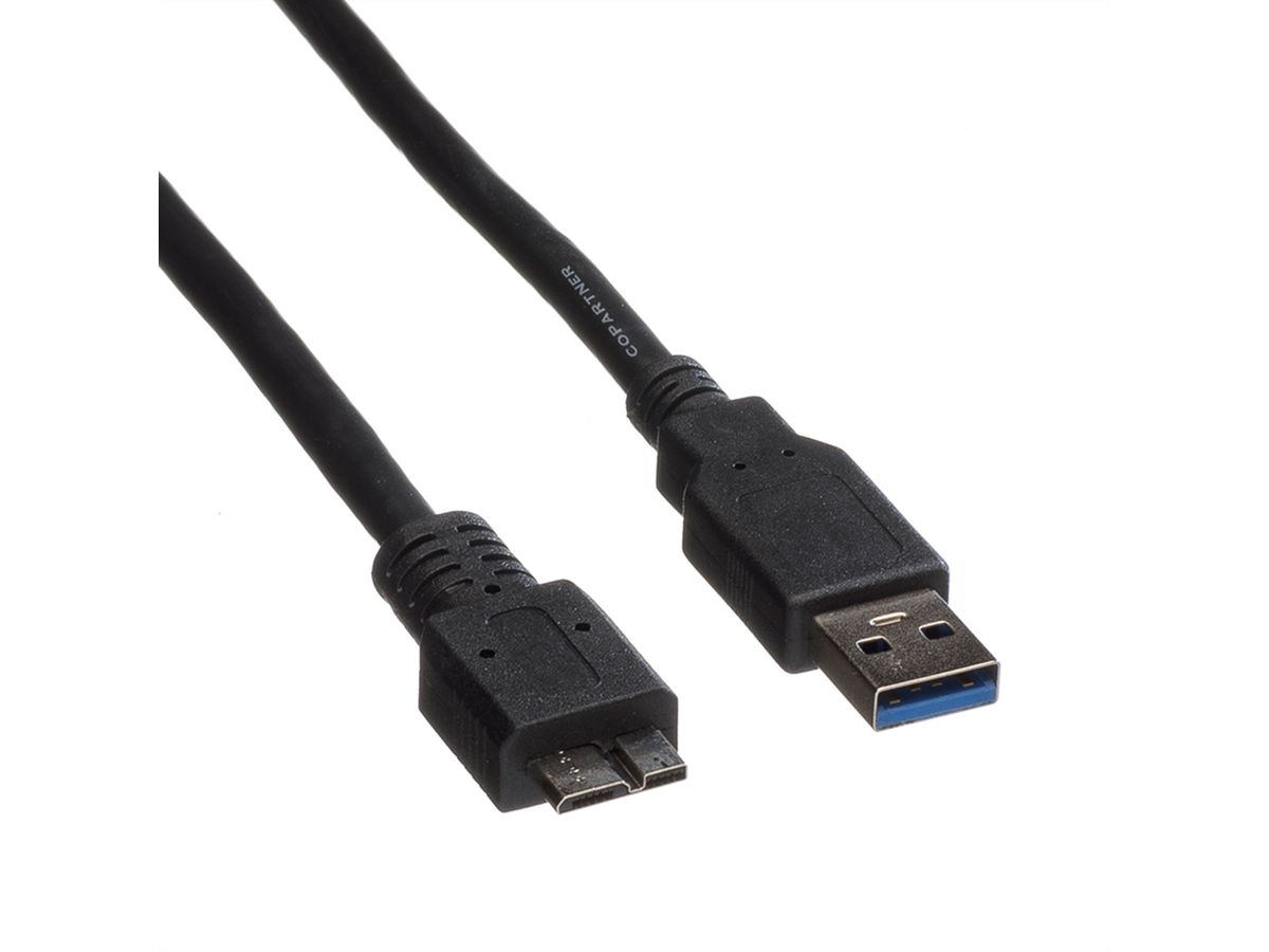 ROLINE USB 3.2 Gen 1 Kabel, A ST - Micro B ST, schwarz, 0,8 m