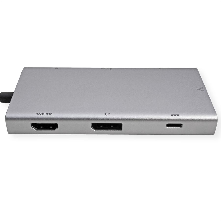 VALUE USB Typ C Dockingstation, HDMI+DP 4K60, 3x USB 3.2Gen1 (1x C + 2x A), 1x PD, 1x RJ45