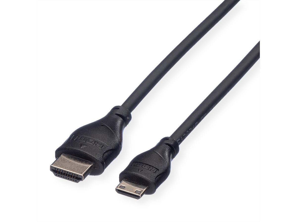 ROLINE HDMI High Speed Kabel mit Ethernet, HDMI ST - Mini HDMI ST, 0,8 m