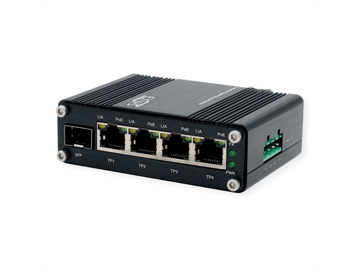 EXSYS EX-62020PoE 4-Port Industrie Ethernet Switch PoE 1-Port 100/1000Fx SFP