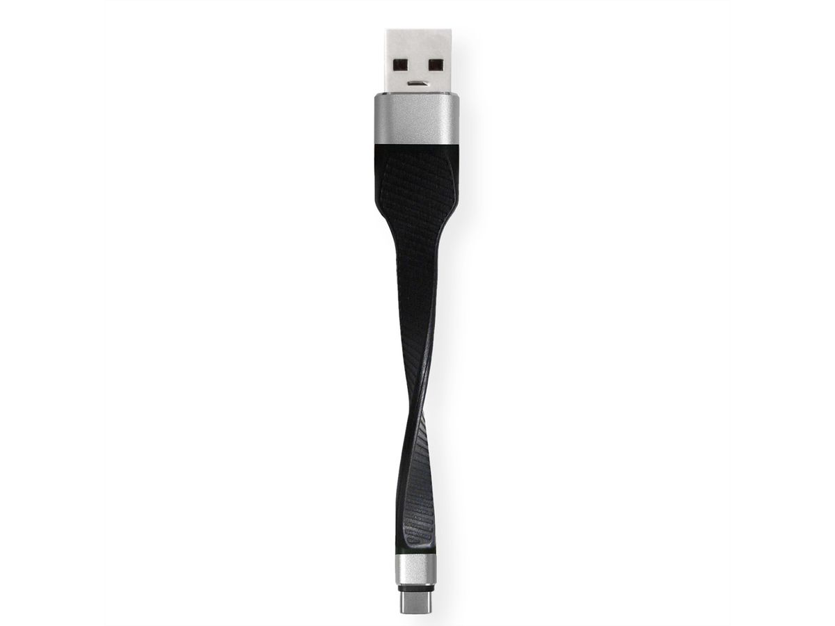 ROLINE USB 3.2 Gen 1 Silikonkabel, A-C, ST/ST, schwarz, 11 cm