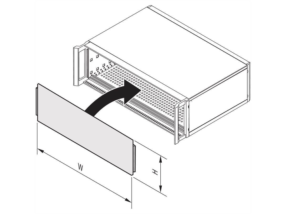 SCHROFF Gesamtfrontplatte, gesteckt, ungeschirmt - FRONTPLATTE 2HE 28TE EL/CHR