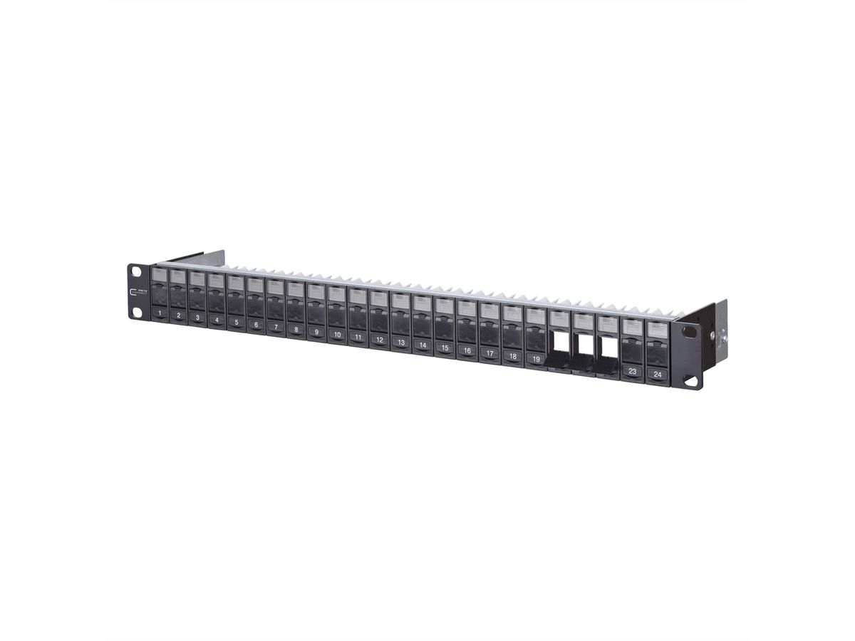 METZ CONNECT Keystone 19 Zoll Modulträger 1HE, 24 Port unbestückt, geschirmt, schwarz