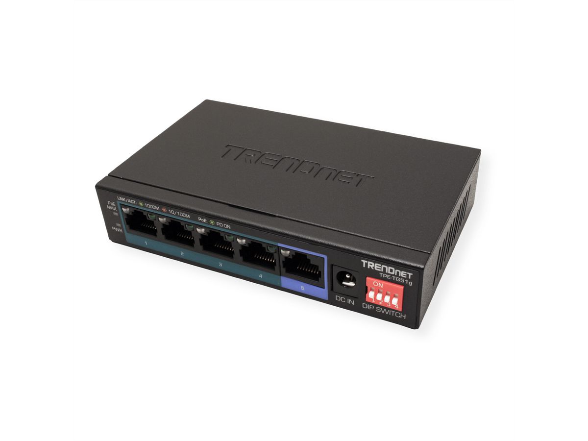 TRENDnet TPE-TG51G 5-Port PoE+ Switch Gigabit 60W