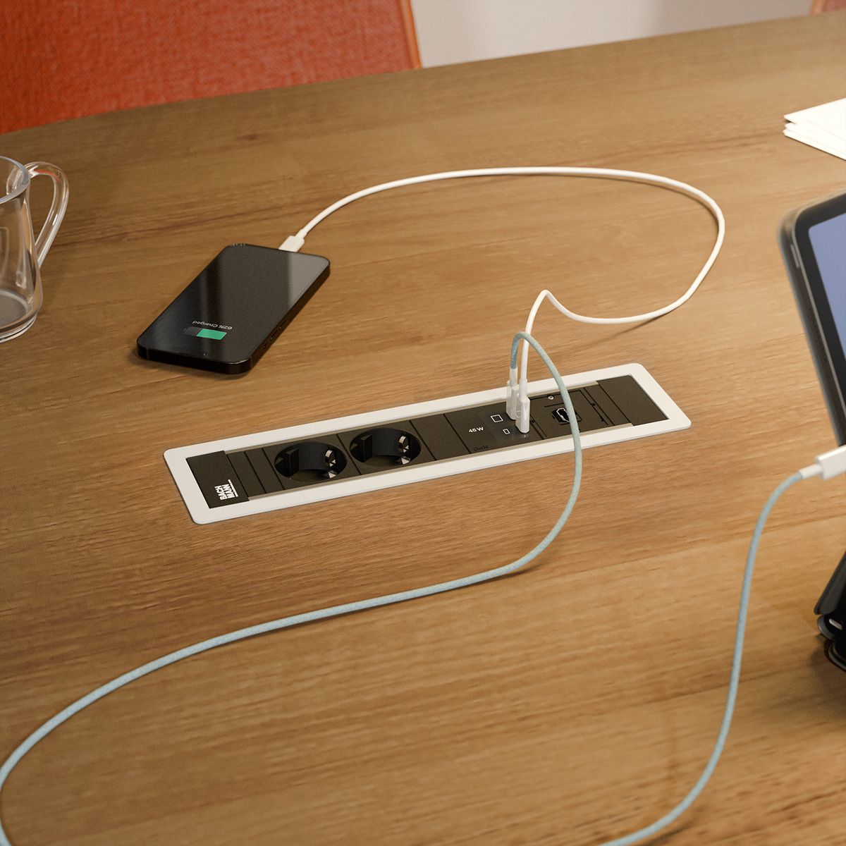 BACHMANN POWER FRAME 2xCEE7/3, 1xUSB C/C 45W 1xCM L=0,2m