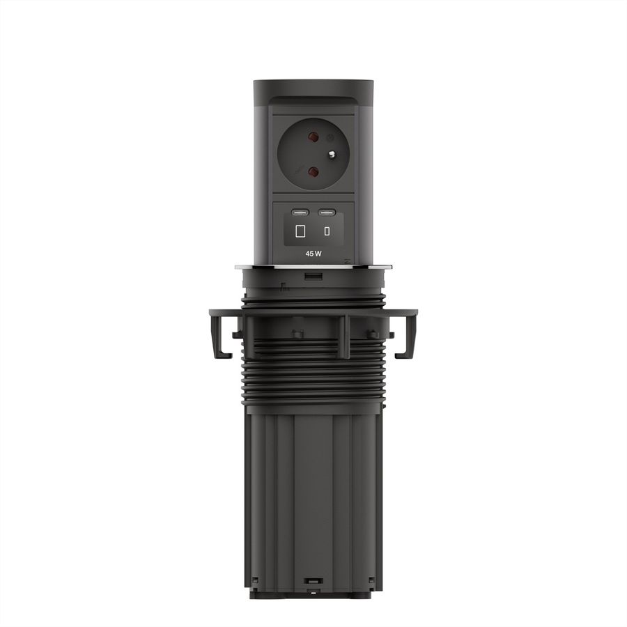 BACHMANN ELEVATOR2 1xUTE, 1xUSB C/C 45W Edelstahl-Optik 2,0 m AEH