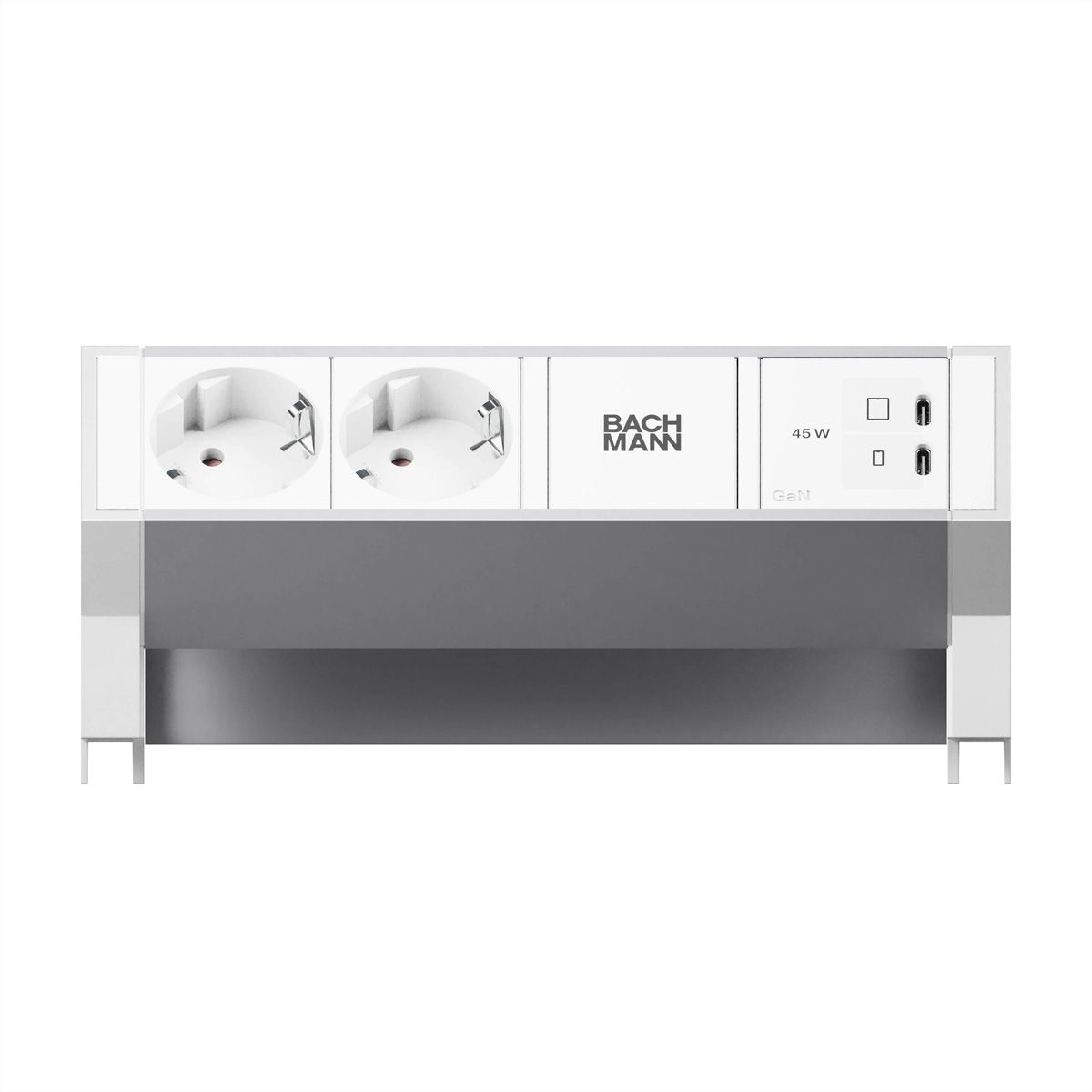 BACHMANN DESK2 ALU WHITE 2xCEE7/3, 1xUSB C/C 45W L=0,2m RAL9010