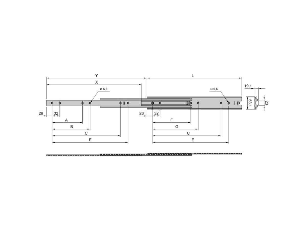 SCHROFF Universal 2 HE, Schwerlast Teleskopschiene - TELESKOPSCH.UNI.2HE 700T(2X)