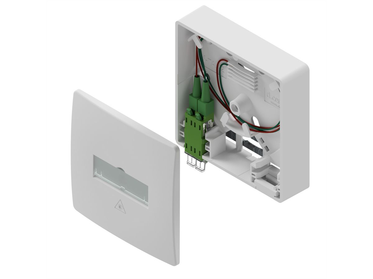 d.center® Gf-TA 42, bestückt mit 1x LCD/APC Kupplung & 2x LC/APC Pigtails, spleißfertig