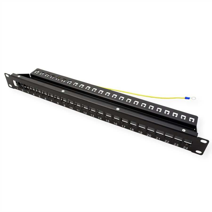 VALUE 19-Zoll-Keystone-Modulträger, 24 Ports, 1HE, geschirmt, schwarz
