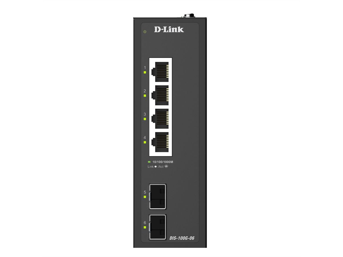 D-Link DIS-100G-06 6-Port Gigabit Switch Industrial Unmanaged 4x Rj45 + 2x SFP