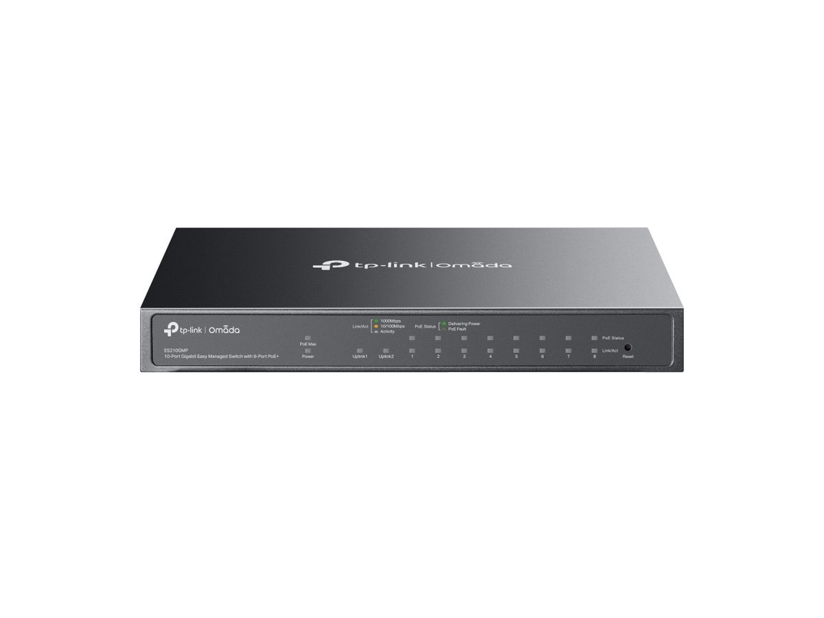TP-Link Omada ES210GMP Netzwerk-Switch Managed Gigabit Ethernet (10/100/1000) Power over Ethernet (PoE) Schwarz