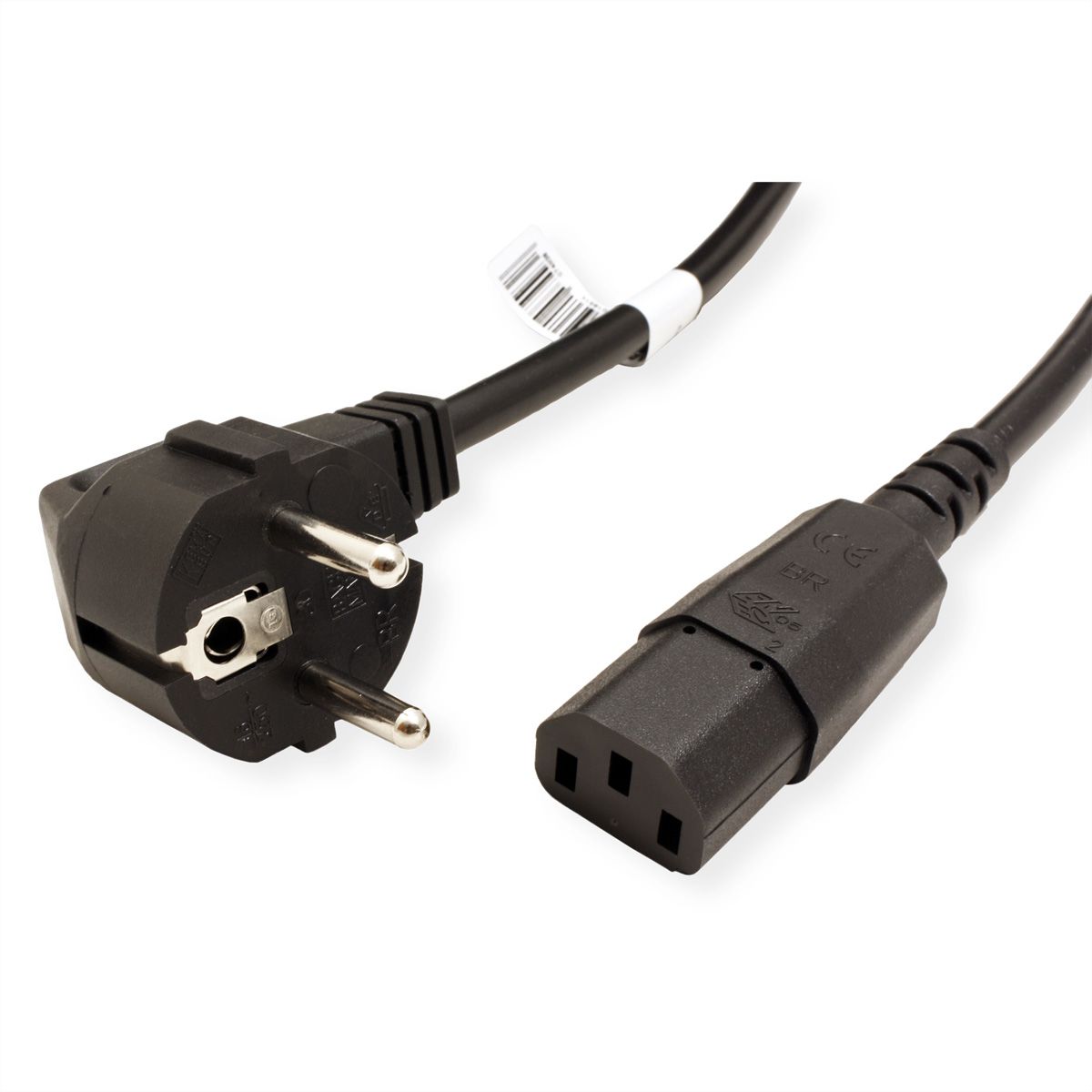 BACHMANN Netzkabel, gerade IEC-Buchse, H05VV-f 3G 1,5mm², schwarz, 2 m