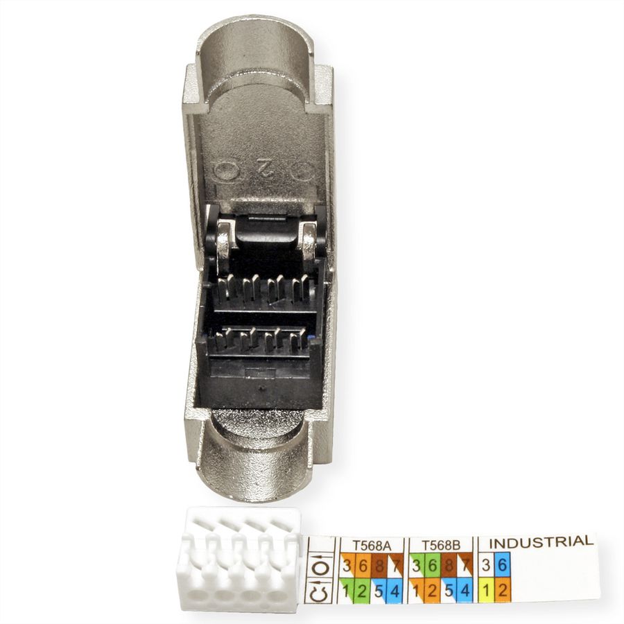 ROLINE feldkonfektionierbarer RJ-45 Stecker Cat.6A (Class EA), STP, silberfarben