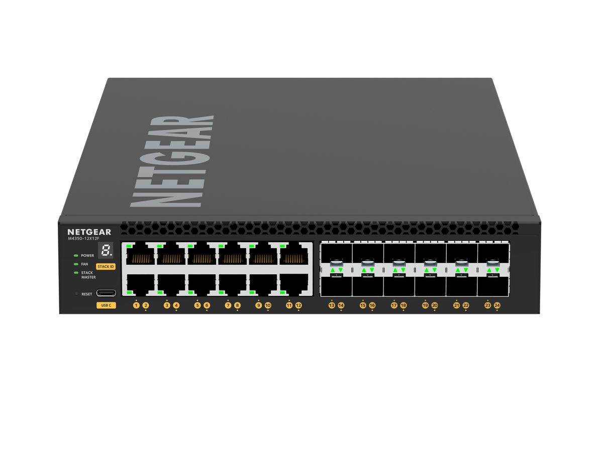 NETGEAR M4350-12X12F Managed L3 10G Ethernet (100/1000/10000) 1U Schwarz