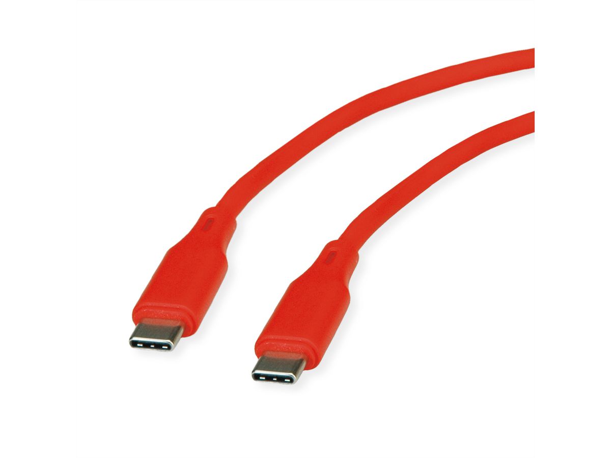ROLINE USB 2.0 Kabel Typ C-C ST/ST Silikon 60W rot 1m