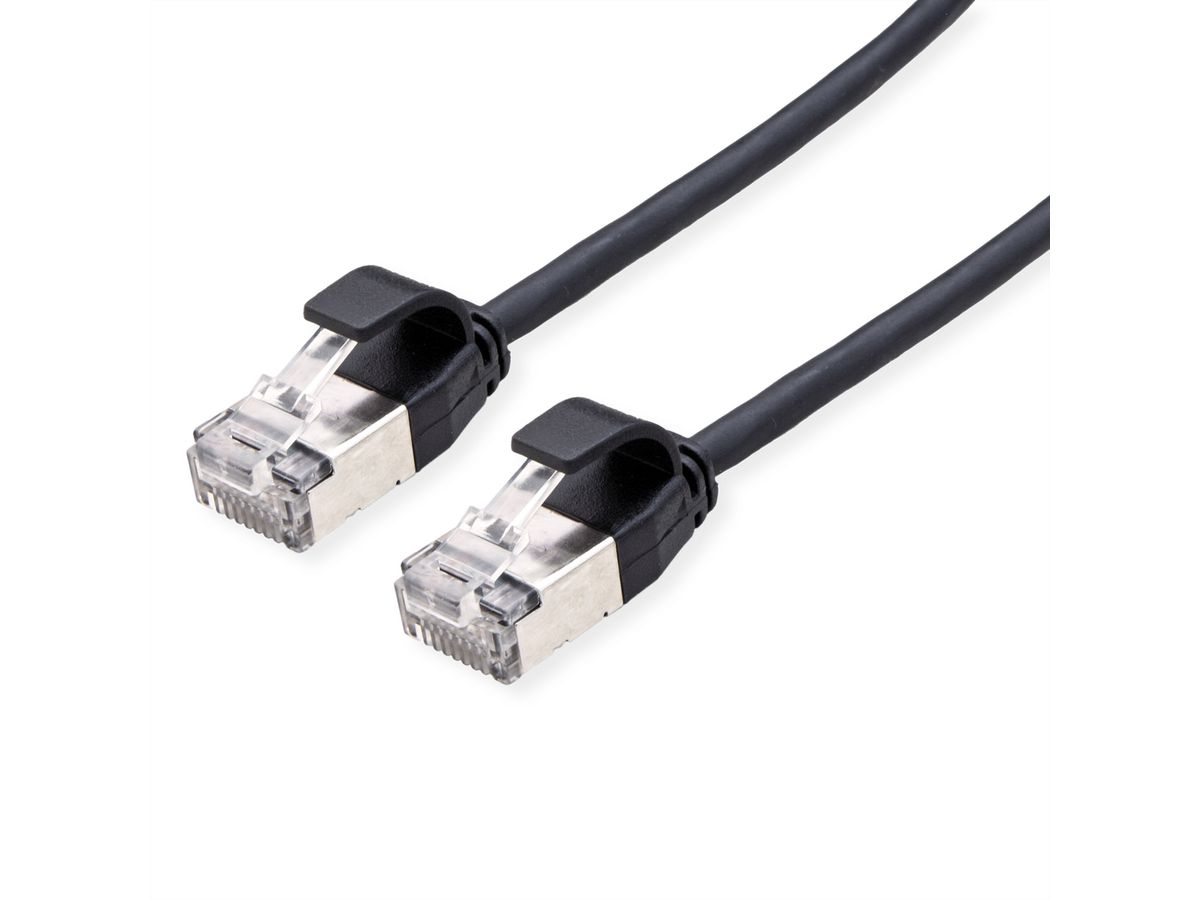 ROLINE U/FTP DataCenter Patchkabel Kat.6A (Class EA), LSOH, slim, schwarz, 2 m