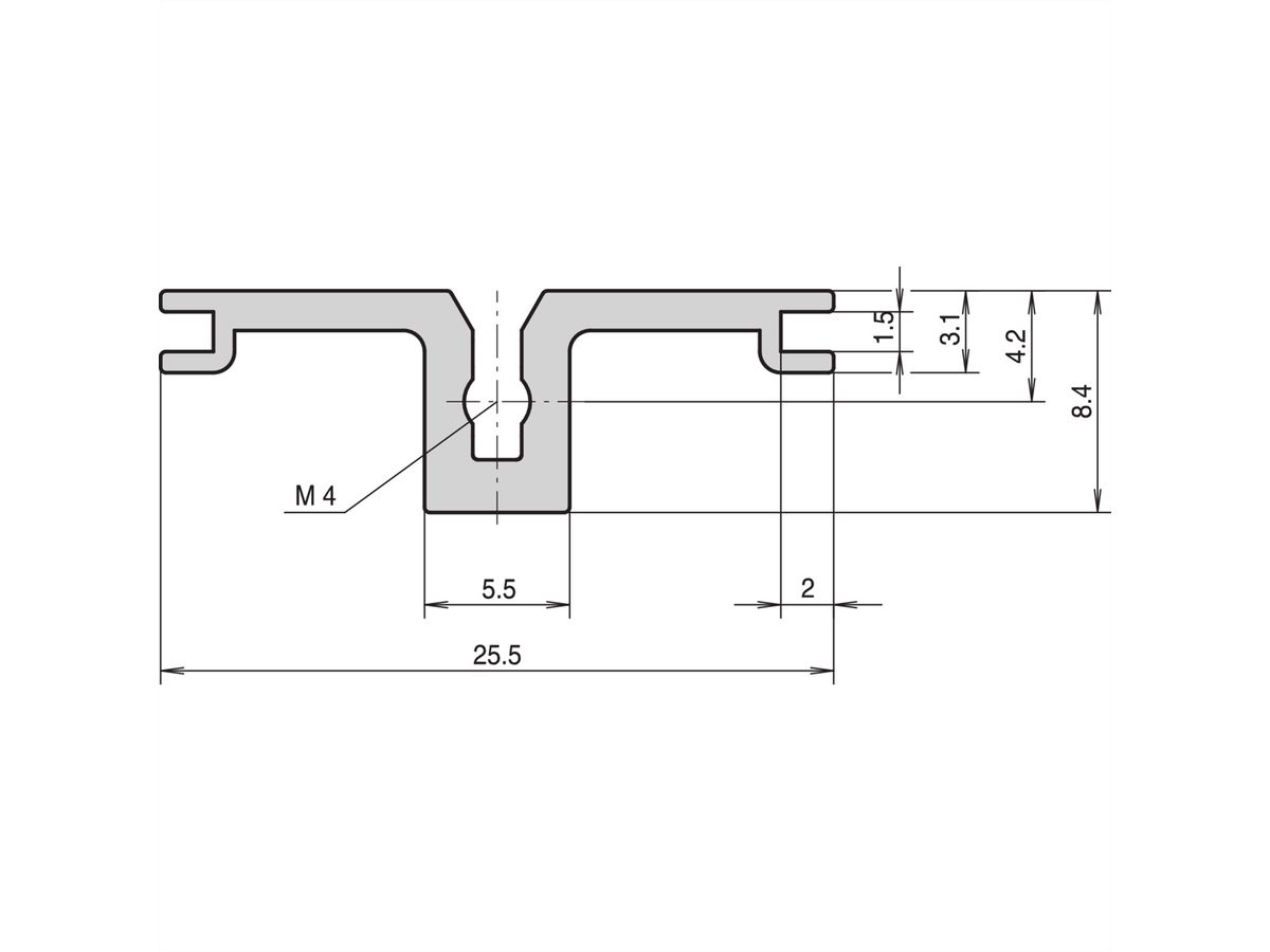 SCHROFF Modulschienen hinten, Typ AB, für Rear I/O Kartenführungen - MODULSCHIENE AB 1MT