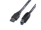 ROLINE USB 3.2 Gen 1 Kabel, Typ A-B, schwarz, 0,8 m