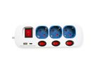 ROLINE 3-fach Steckdosenleiste mit Schalter, USB-Charger A+C, 1,5 m
