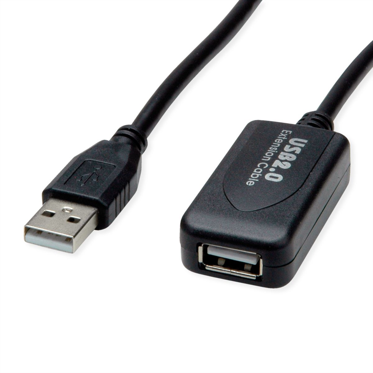 STANDARD USB 2.0 Verlängerung, aktiv, mit Repeater, schwarz, 10 m