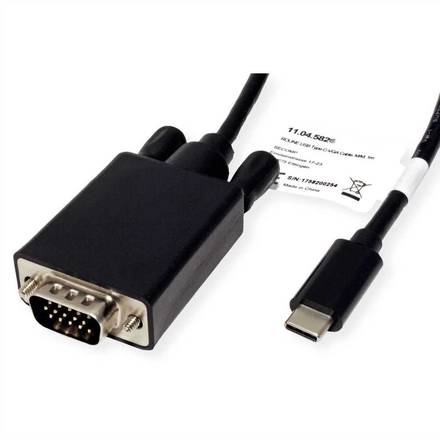 ROLINE USB Typ C - VGA Adapterkabel, ST/ST, 1 m