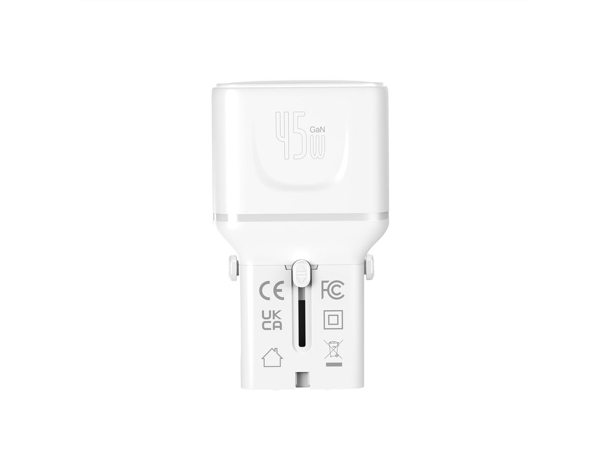 VALUE USB Reise-Charger mit Euro-Flach-/UK-/US-Stecker , 2x USB-C-Anschlüsse, 45 W