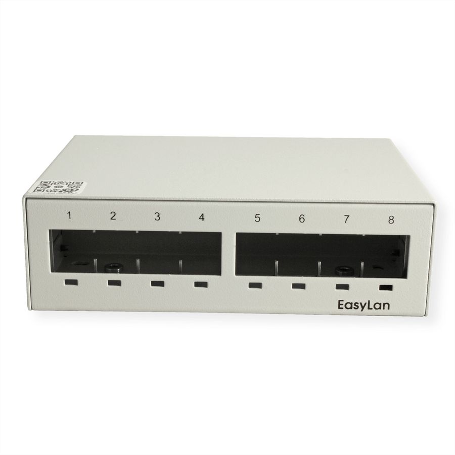 EasyLan preLink / fixLink Unterbaupanel, 8x Keystone, RAL7035