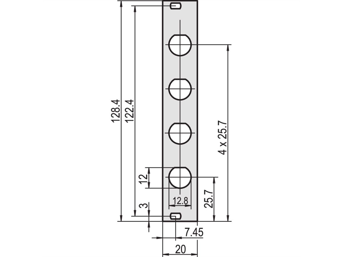 SCHROFF Frontplatten für Koax Steckverbinder - TEILFRONTPL.3HE 4TE 4X KOAX.