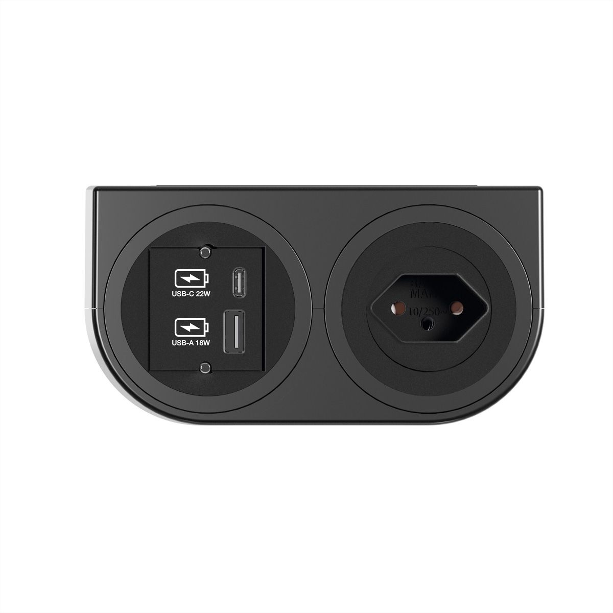 BACHMANN PIX HOLDER DOUBLE, 1x CH T13, 1x USB A/C, ISV, schwarz, 0,2 m