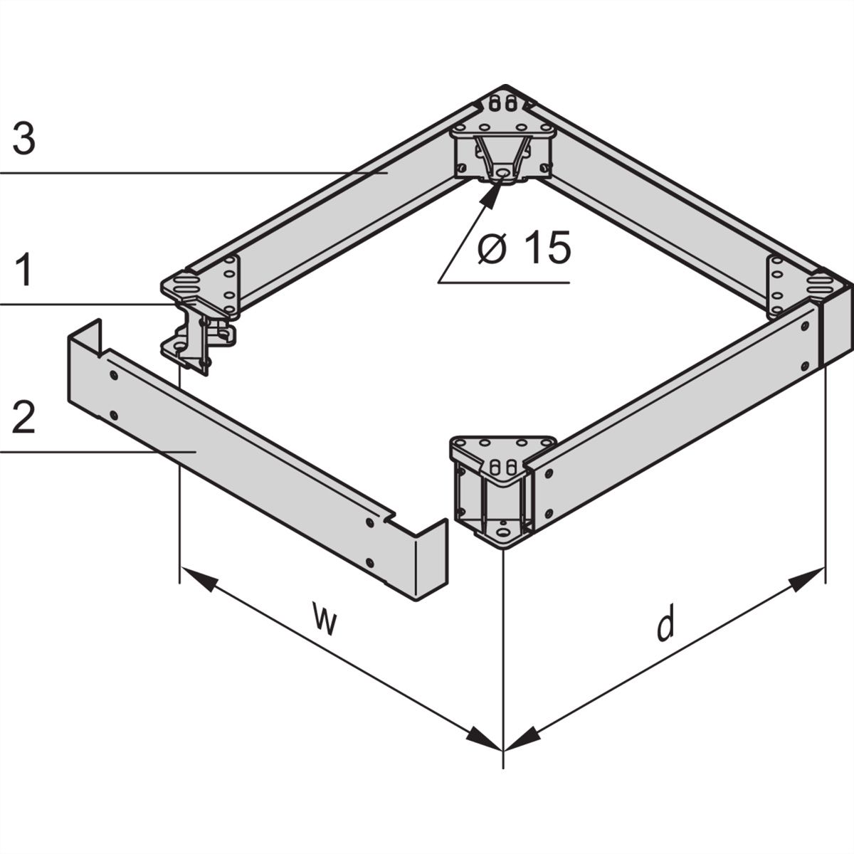 SCHROFF Sockel geschlossen - SOCKEL STAT.600B600T RAL7021