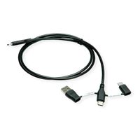 ROLINE USB 2.0 Kabel Typ C, ST/ST, mit Datenblockier-Adaptern Typ A+C, 1 m