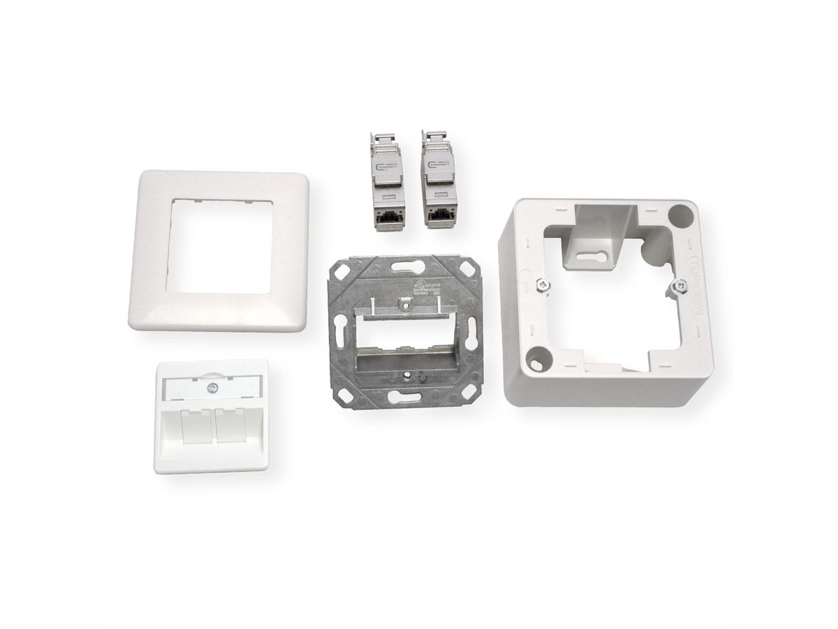 METZ CONNECT Dose AP/2 reinweiss E-DAT Modul 2 Ports, Kat.6 (Class E)